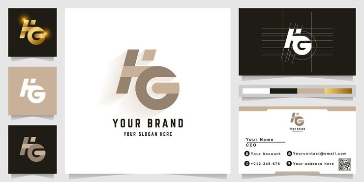 Vector letter hg or hig monogram logo with business card design