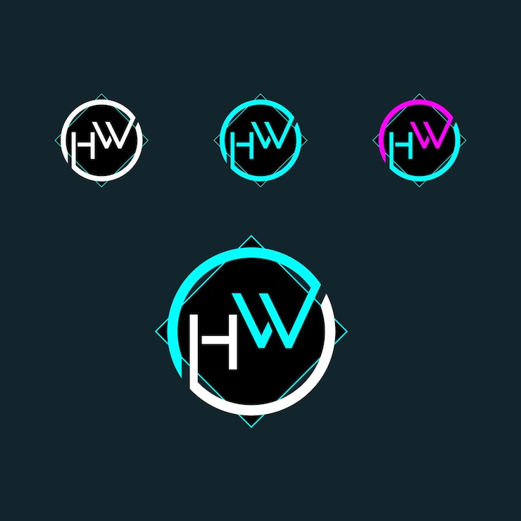 Vector letter hw or wh logo design with modern shape