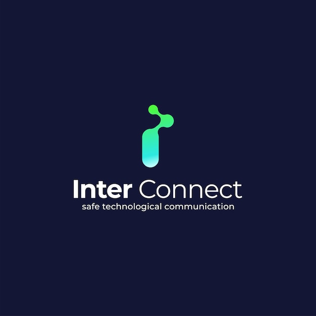 Letter i creative technological communication green logo