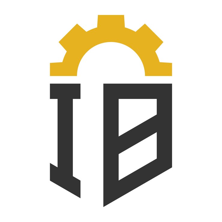 Vector letter ib gear logo design for service center repair factory industrial digital and mechanical business