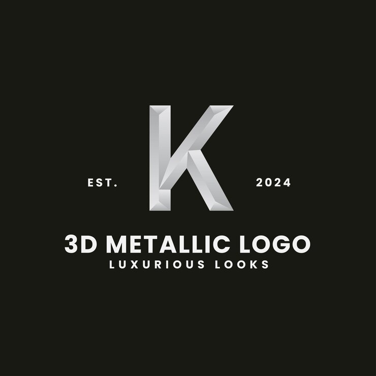 Vector letter k 3d monochrome concept logo royal and classic branding