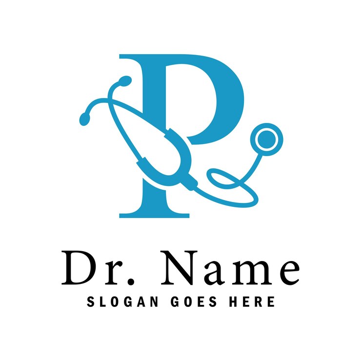 Vector letter p stethoscope logo alphabet p doctor business icon