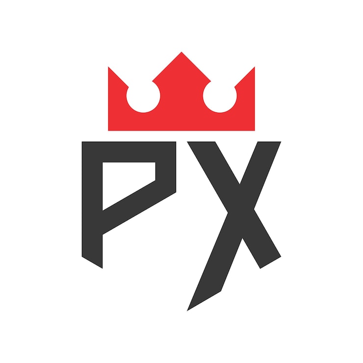Vector letter px crown logo crown on letter px logo design template