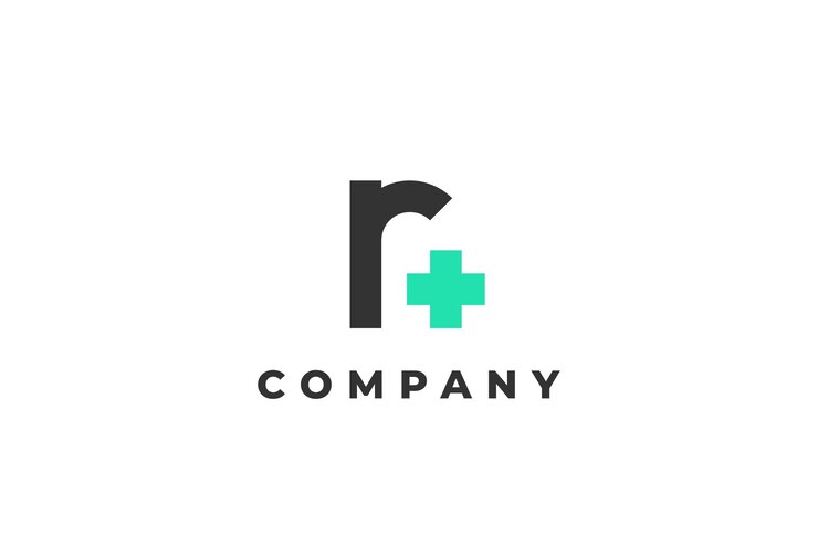 letter r lowercase plus or hospital medical logo