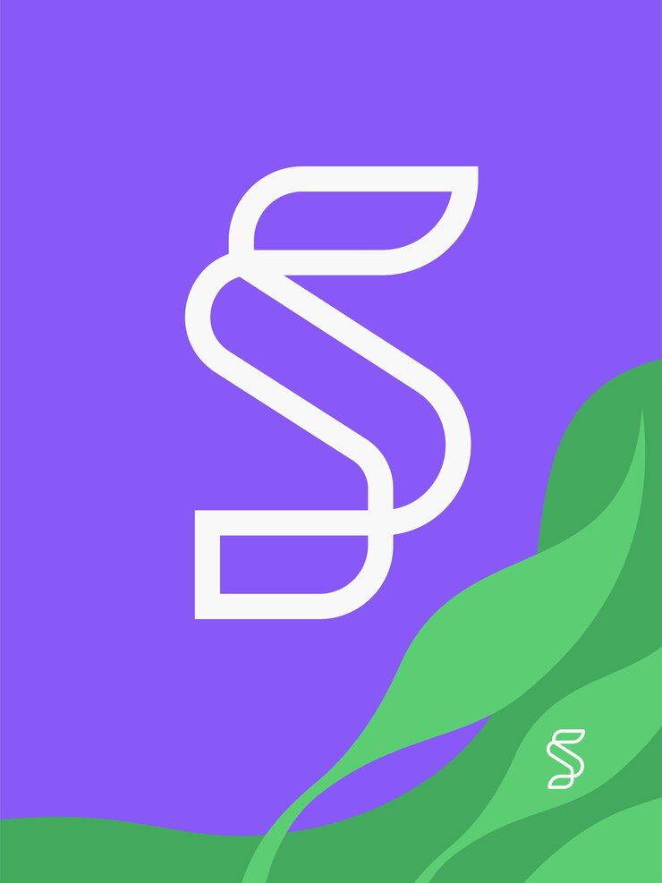 Vector letter s logo mark in a simple, organic monoline style, for your initials, ornaments, design element