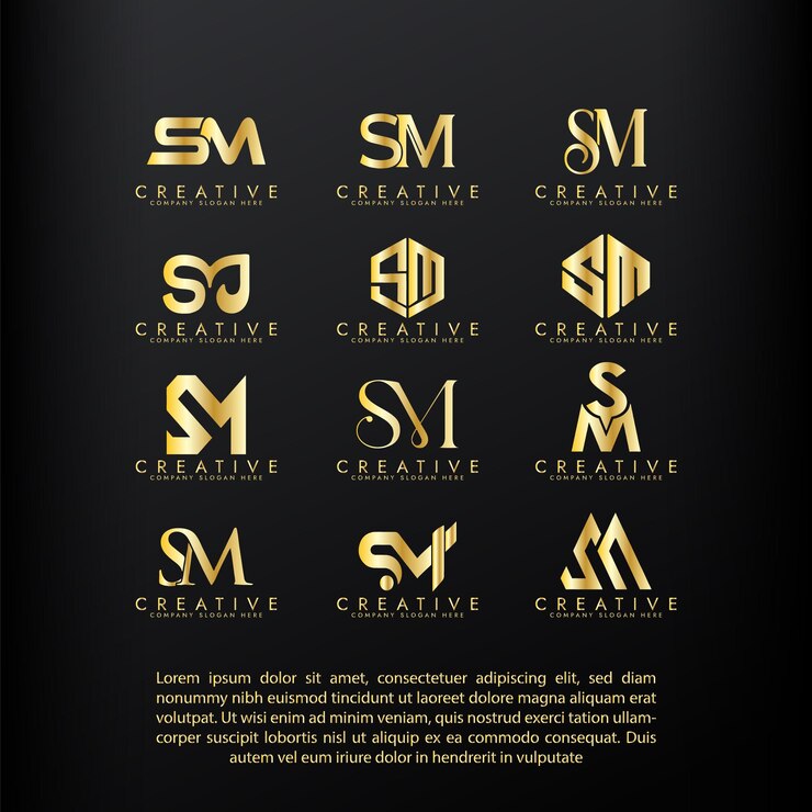 letter S M logo desogn Set of creative SM letter logo designs