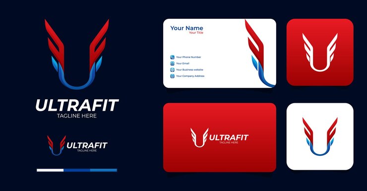 Letter U and wing simple logo template premium vector