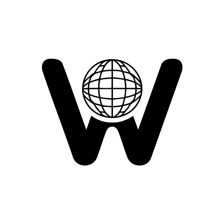 Vector letter w logo with globe icon perfect for global businesses