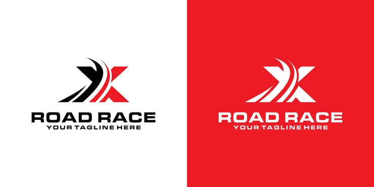 letter X and asphalt road logo design racing logo for automotive racing sports