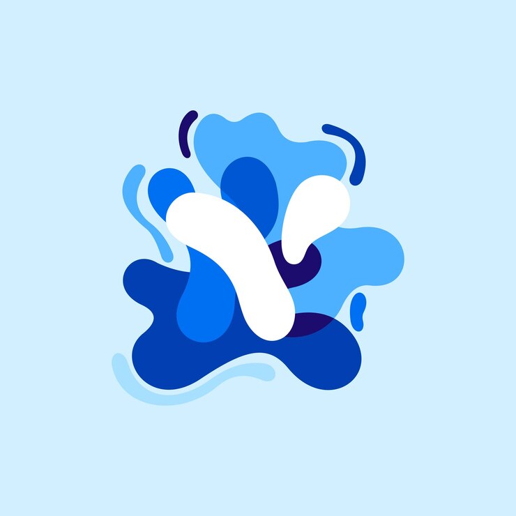 Vector letter y pure water logo swirling overlapping shape with splashing drops