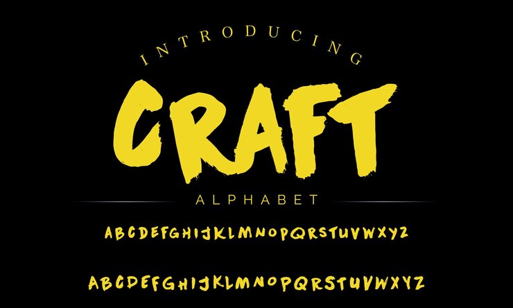 Vector lettering font isolated on black background texture alphabet in street art and graffiti style