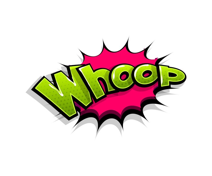 Vector lettering whop, whoop, wow. comic text logo speech bubble