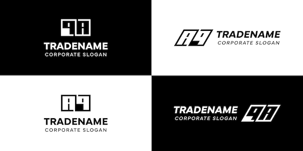 letters aq and qa square and dynamic logo set for business with initials qa or aq