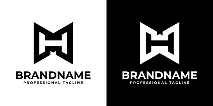 Vector letters mh or wh monogram logo for business with mh hm wh or hw initials