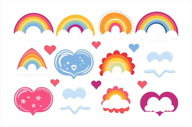 lgbt love symbols for valentines day colorful set and inclusive illustrations