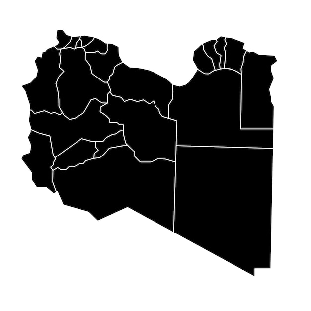 libya political map low detailed solid simple style black and white vector editable