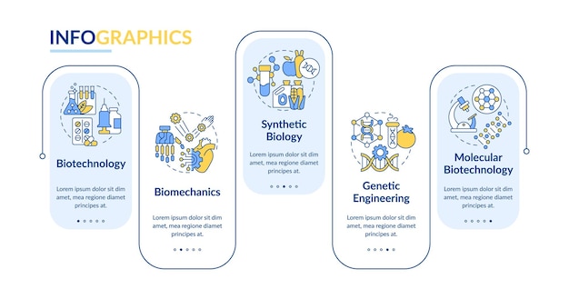 Life sciences technologies blue rectangle infographic template