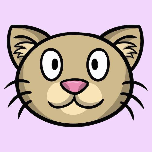 Light beige cat cat face closeup cartoon vector illustration