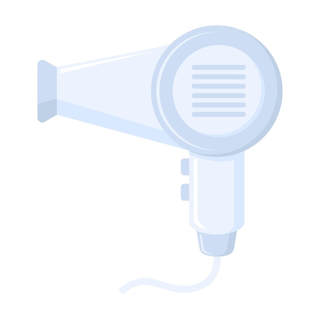 Light blue hairdryer with buttons and cord perfect for hair salon websites beauty blogs or social