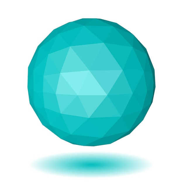 light blue low polygonal sphere of triangular faces