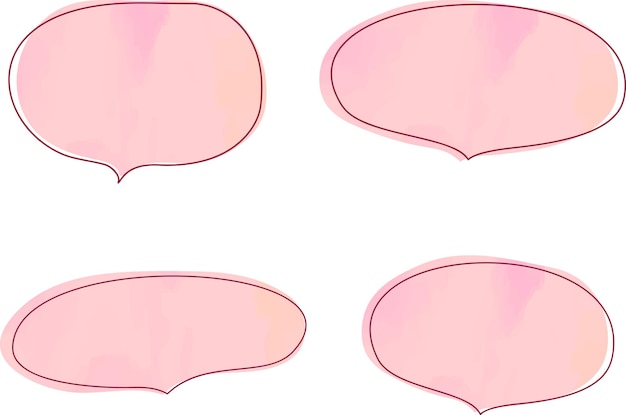 light coral pink pastel watercolor speech bubble set vector