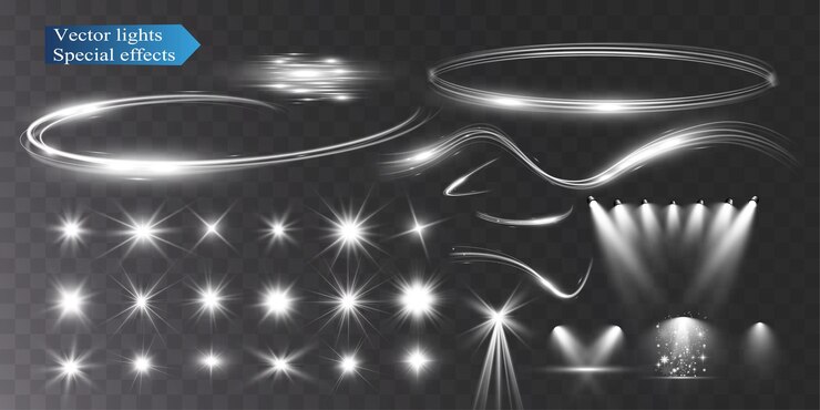 Light effect flare white shinevector glow line sparkle shine Silver wavy effects