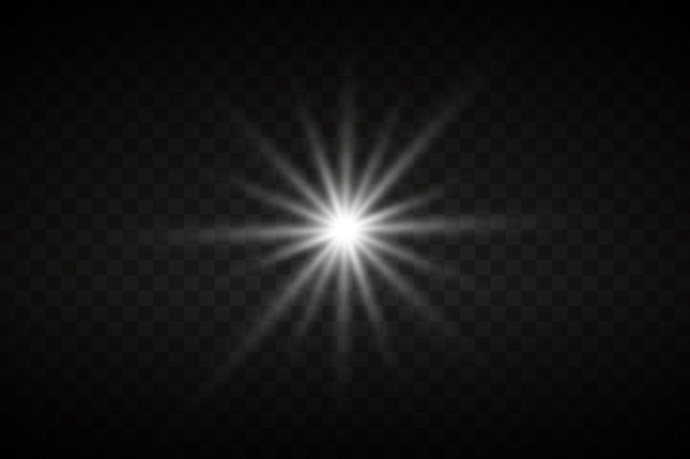 Light effect of star and light rays On transparent background