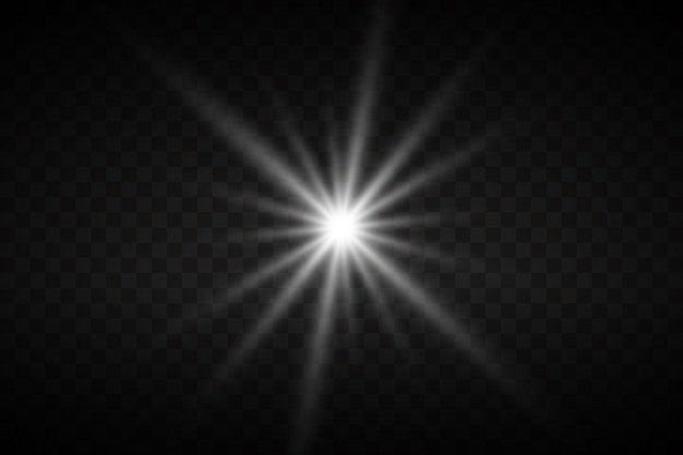 Light effect of star and light rays On transparent background