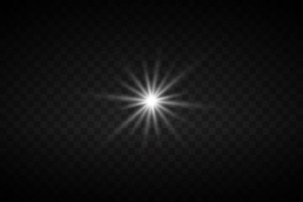Light effect of star and light rays On transparent background