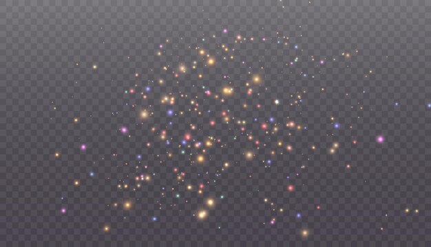 Light effect with lots of shiny shimmering particles isolated on transparent background Vector star
