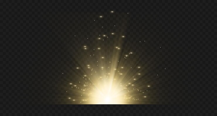 Light effects, glare, glitter, explosion, golden light.