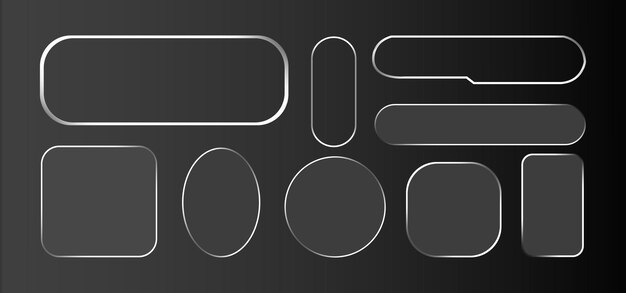 Light frame liquid glass Modern web user interface element for ui ux design frames and buttons Vector illustration