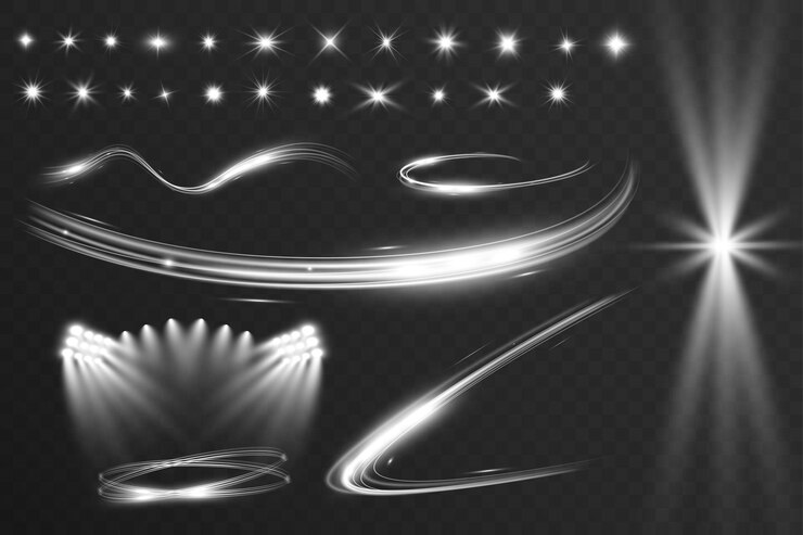 Light wave shine spotlight effectvector glow line sparkle shine Silver wavy effects