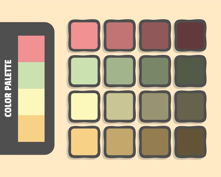 Vector lightcoral palegoldenrod lemonchiffon khaki color palette colour matching rgb harmonious colors