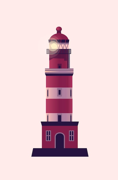 lighthouse, sea beacon house. vector illustration in flat cartoon style.
