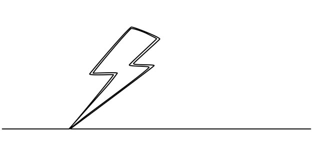 lightning bolt continuous line art illustration lightning icon in continuous line drawing style
