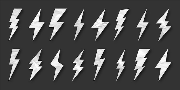 lightning bolt crumpled paper texture cardboard flash symbol thunderbolt simple lightning strike