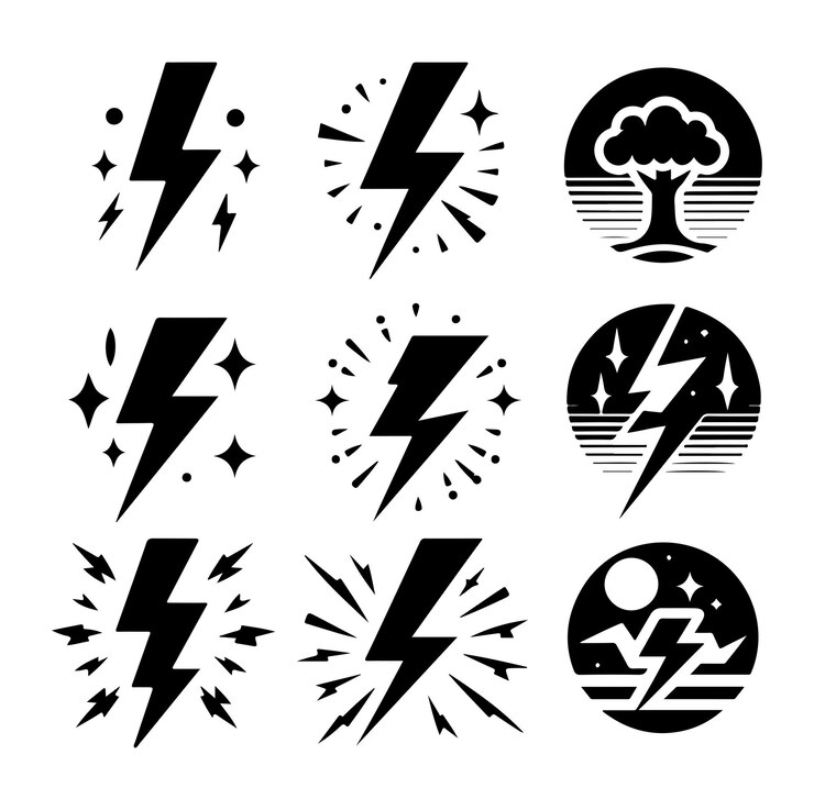 Vector lightning bolt icon vector set silhouette vector illustration