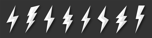 lightning bolt icons collection flash symbol thunderbolt simple lightning strike sign vector