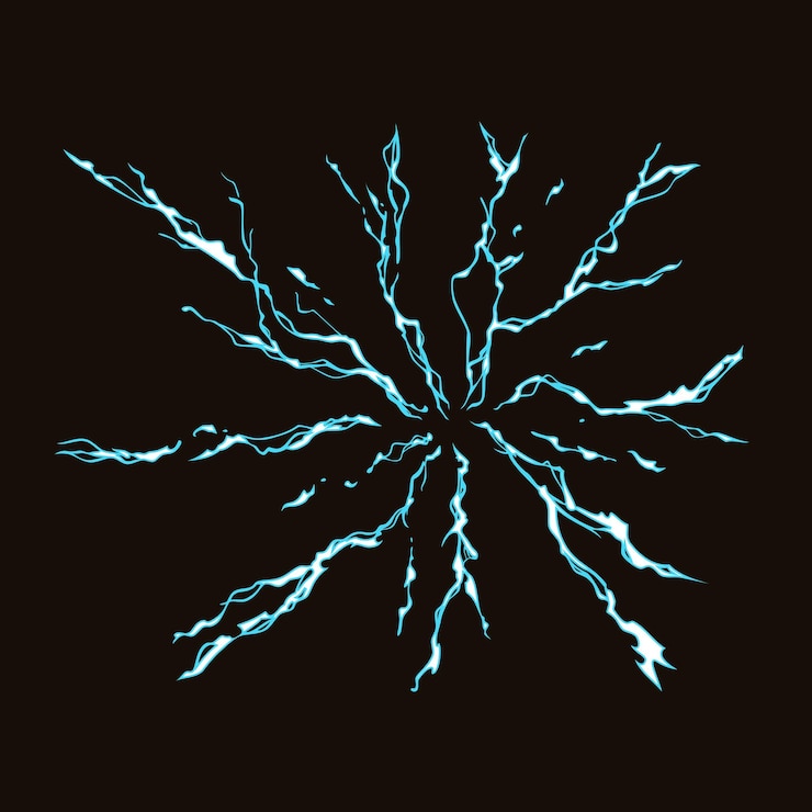 Vector lightning impact energy effect cartoon 011