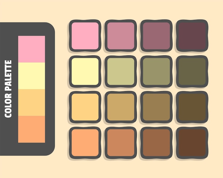 Vector lightpink moccasin khaki lightsalmon color palette colour matching rgb harmonious colors
