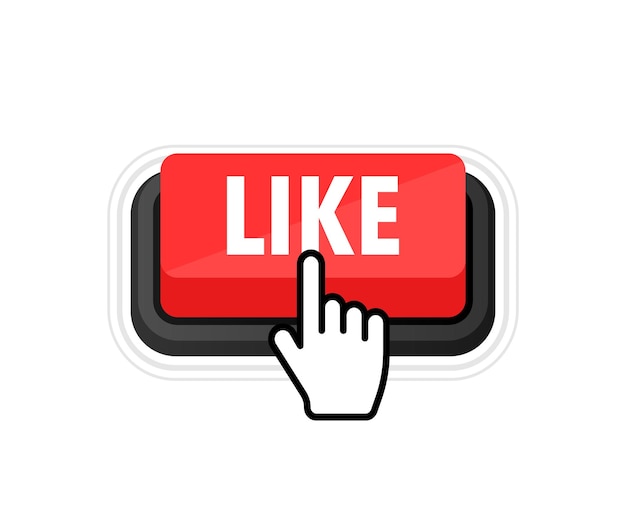 like button with cursor pointer click vector web button
