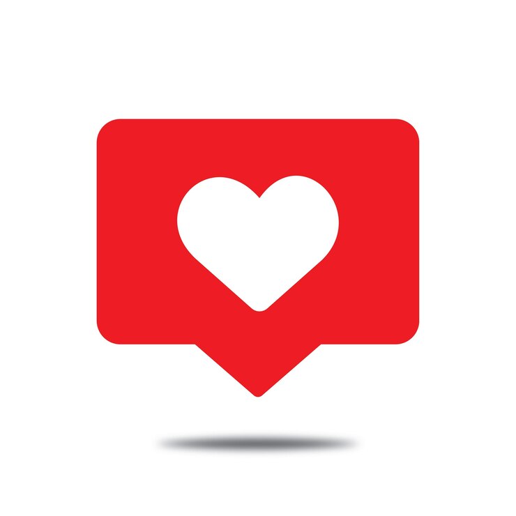Like icon Vector illustration Heart Symbol in Red Bubble for Social Media