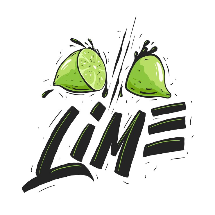 Vector lime illustration with splashes dynamic hand drawn brush bold text
