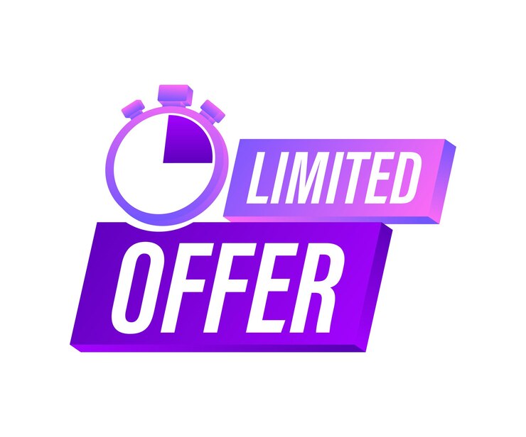 Limited Offer Labels. Alarm clock countdown logo. Limited time offer badge. Vector illustration.