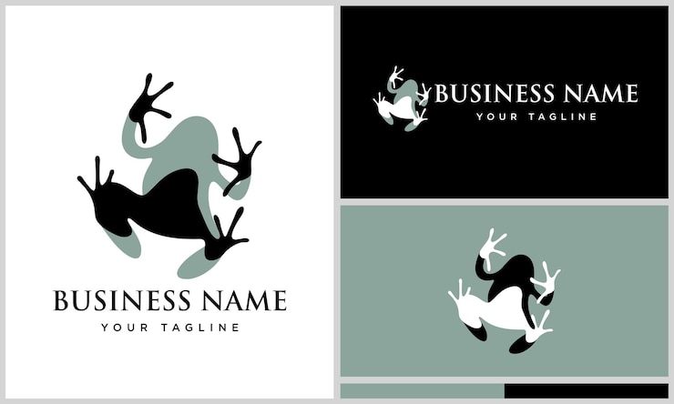 Vector line art frog logo template