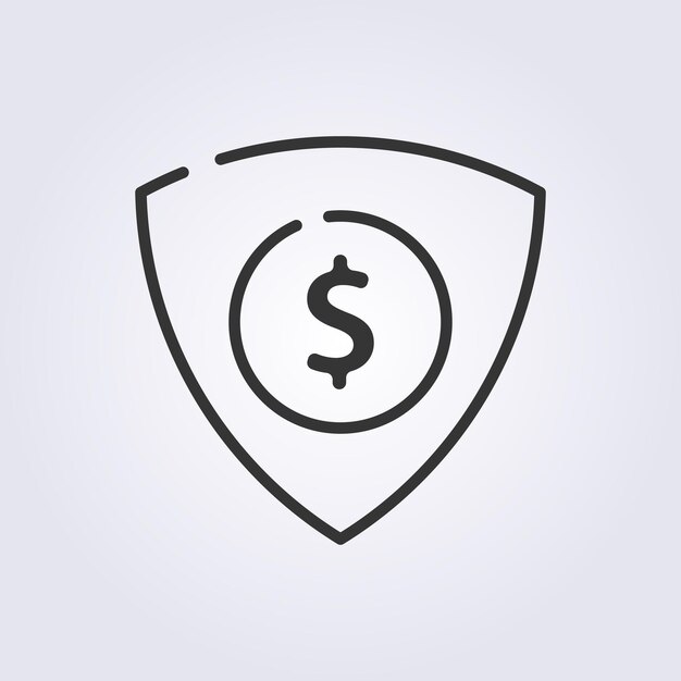 line art money shield protection icon logo vector illustration design
