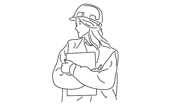 Vector line art of woman engineering vector illustration