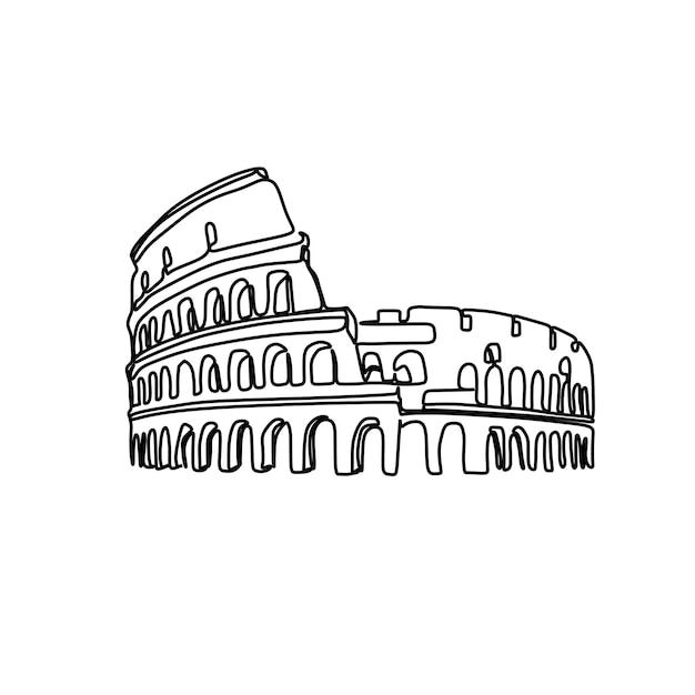 line art vector logo of the city of rome italy colosseum vector illustration