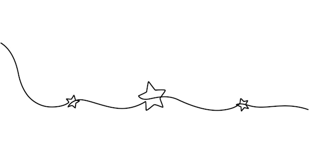 Line star one continuous line drawing design vector A continuous outline of five stars Single line